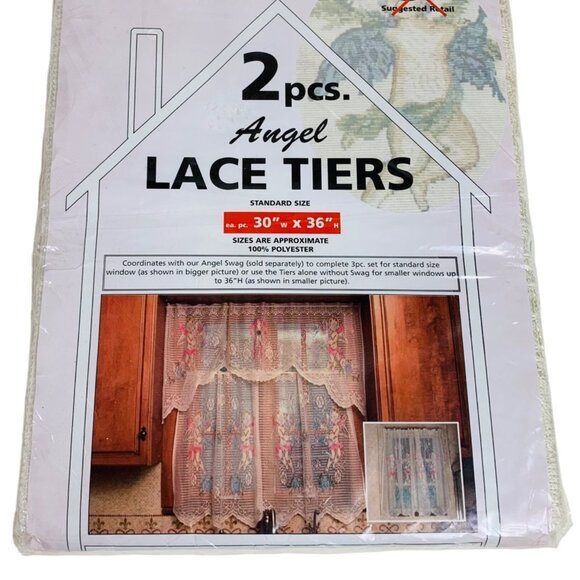 Charming Home 2 Pcs Angel Lace Tiers Curtains 30" x 36" Kitchen Panels Home VTG - Picture 1 of 6